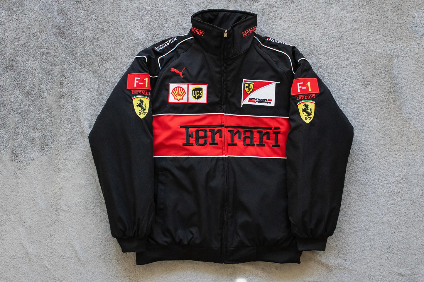 Black Ferrari Racing Jacket – Motorsport Style