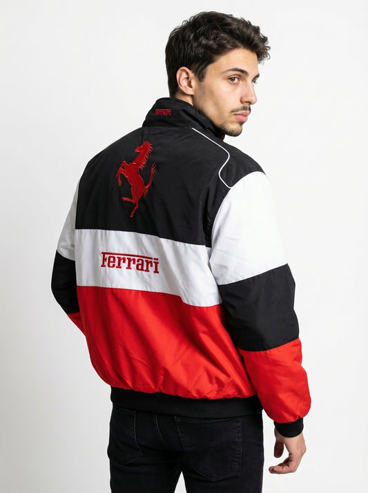 White Ferrari Racing Jacket – F1 Style