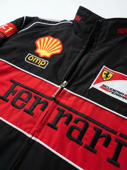 Schwarze Ferrari Racing Jacket – F1 Style