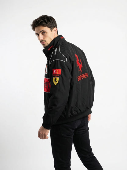 Black Ferrari Racing Jacket – F1 Style