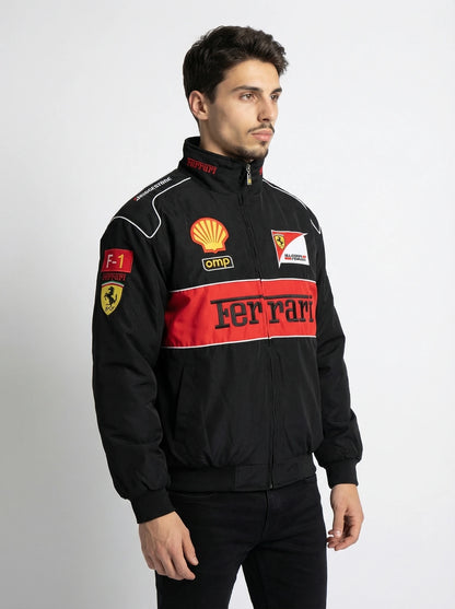 Black Ferrari Racing Jacket – F1 Style