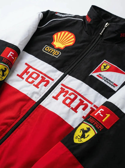 White Ferrari Racing Jacket – F1 Style